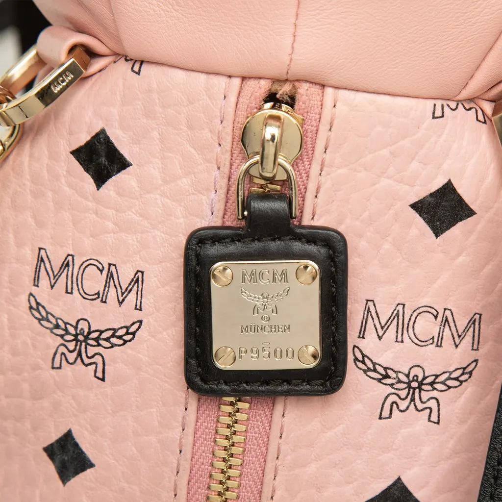 MCM Calfskin and Visetos Coated Canvas Rabbit Zoo Doll Backpack Pink Leather Good - Box View