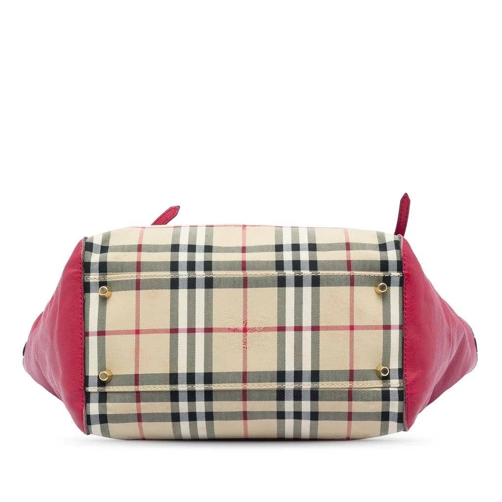 Burberry Small Haymarket Check Canvas and Leather Canterbury Tote Beige Very good - Inside View