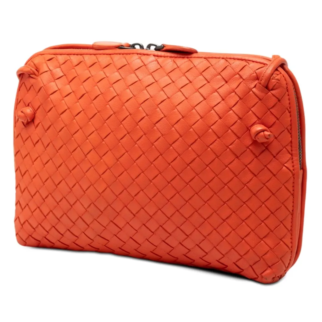 Bottega Veneta Nappa Intrecciato Nodini Crossbody Orange Leather Good - Back View