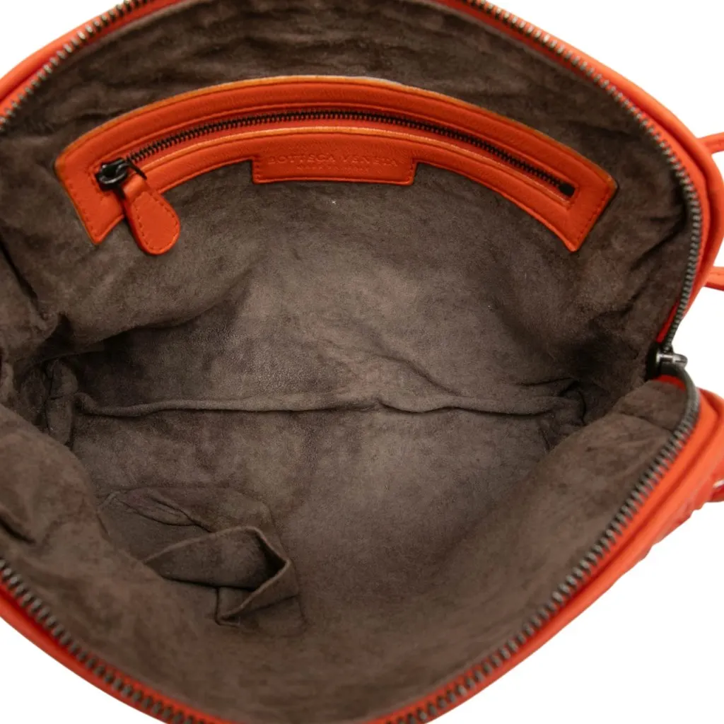 Bottega Veneta Nappa Intrecciato Nodini Crossbody Orange Leather Good - Model View