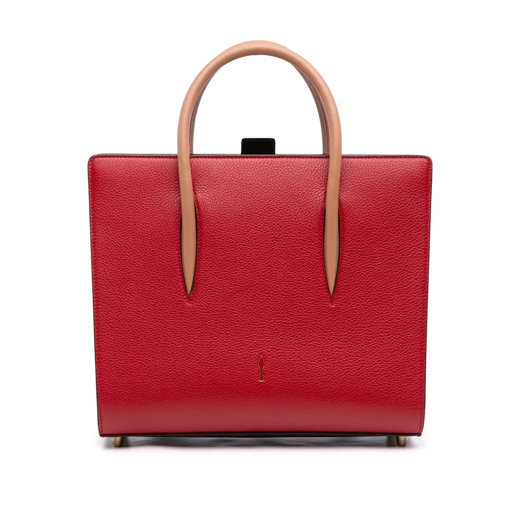 Christian Louboutin Medium Bicolor Grained Calfskin Paloma Spike Tote Red Leather Very good - Front View