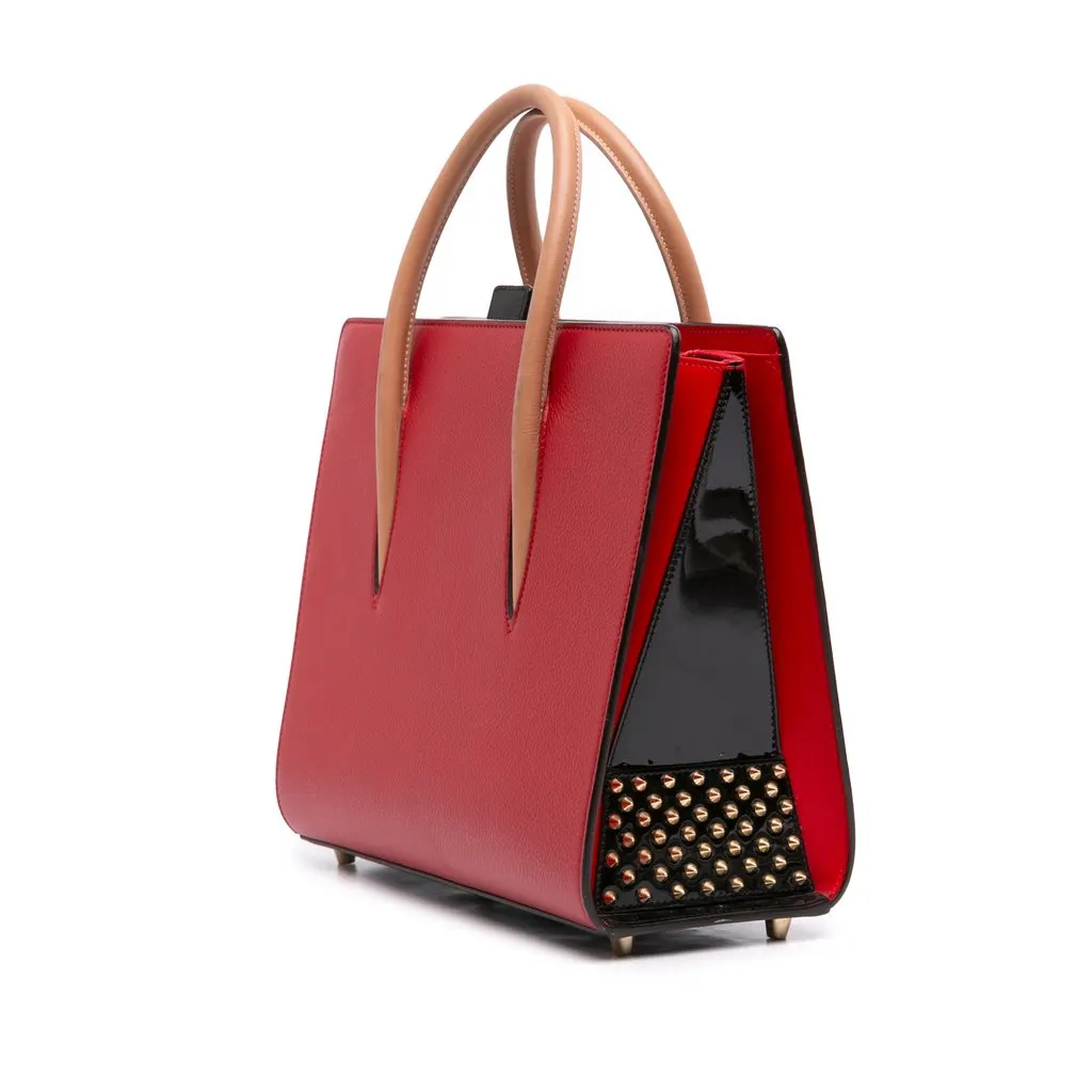 Christian Louboutin Medium Bicolor Grained Calfskin Paloma Spike Tote Red Leather Very good - Back View