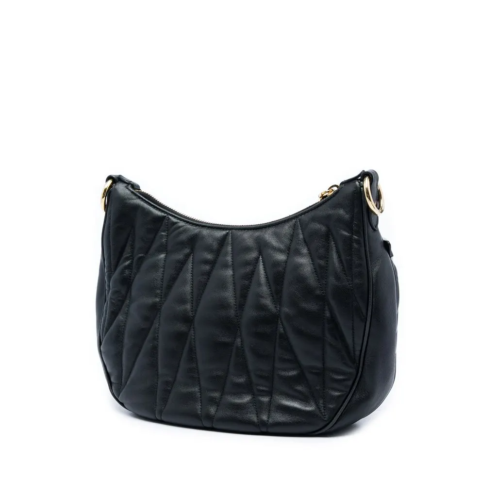 Miu Miu Matelasse Tricolor Nappa Rider Shoulder Bag Black Leather Very good - Back View