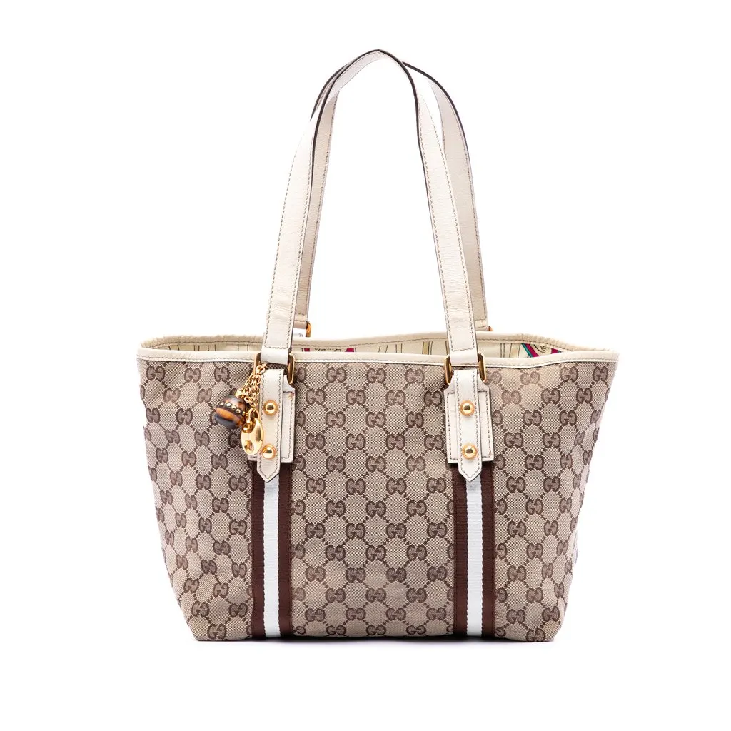 Gucci GG Canvas Web Jolicoeur Tote Beige Canvas Very good - Front View