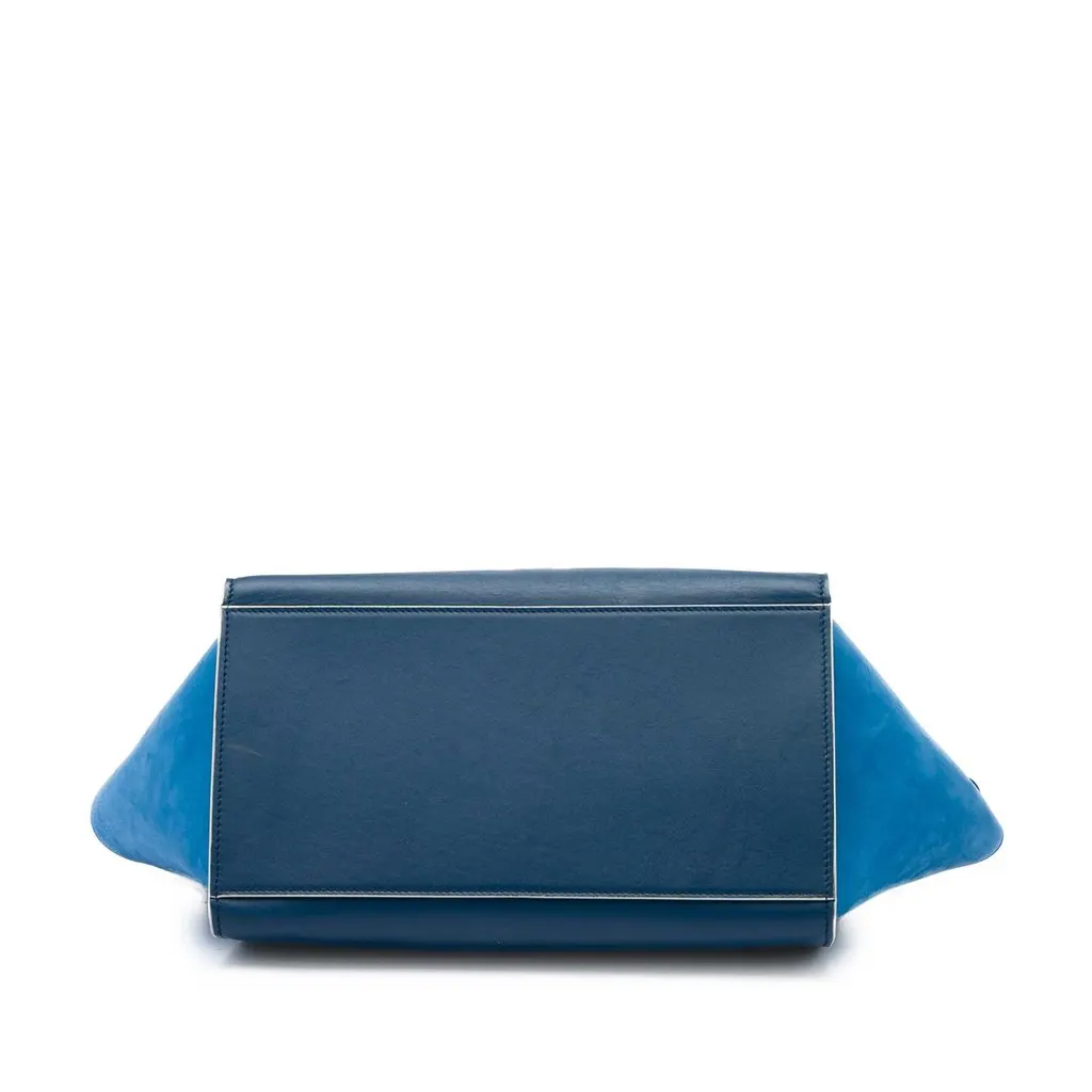 Celine Small Bicolor Calfskin and Nubuck Trapeze Satchel Blue Leather Very good - Inside View