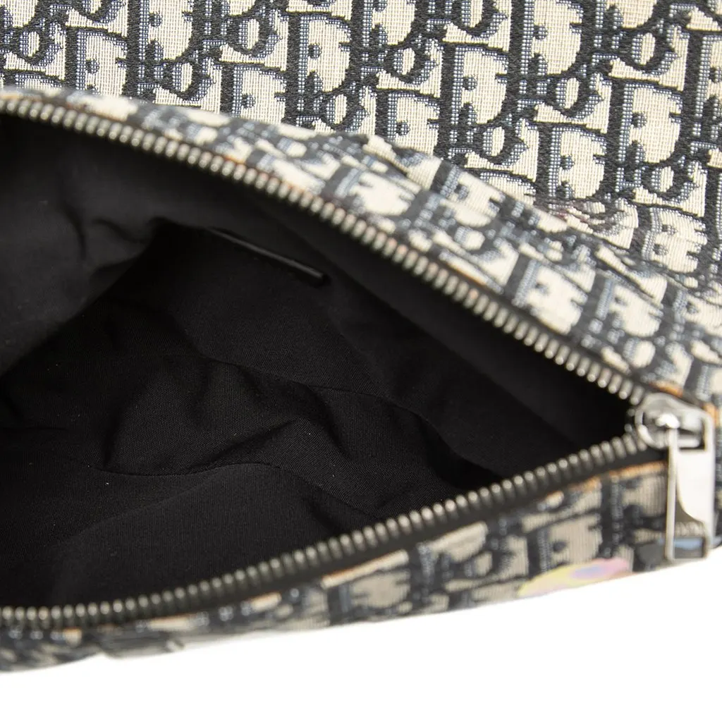 Dior Alex Foxton Oblique Canvas Saddle Crossbody Blue Canvas Very good - Model View