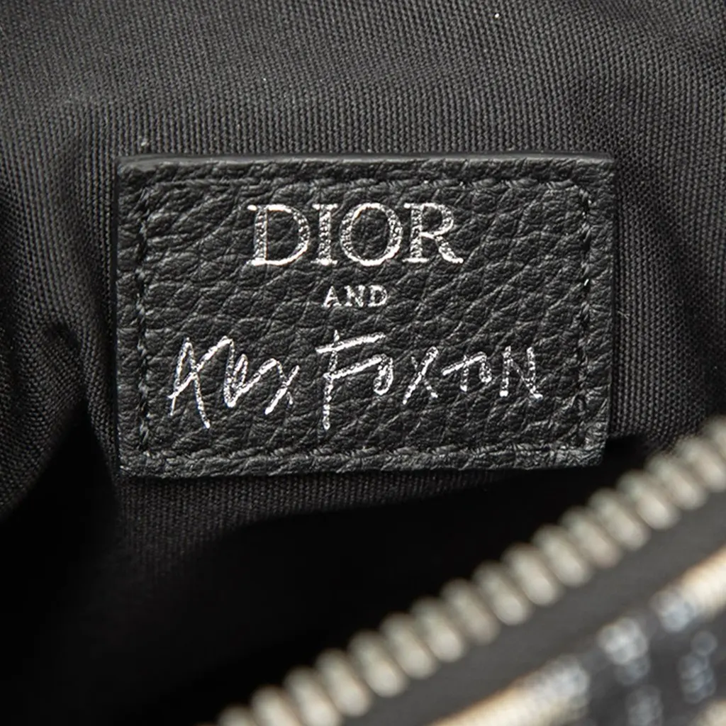 Dior Alex Foxton Oblique Canvas Saddle Crossbody Blue Canvas Very good - Box View