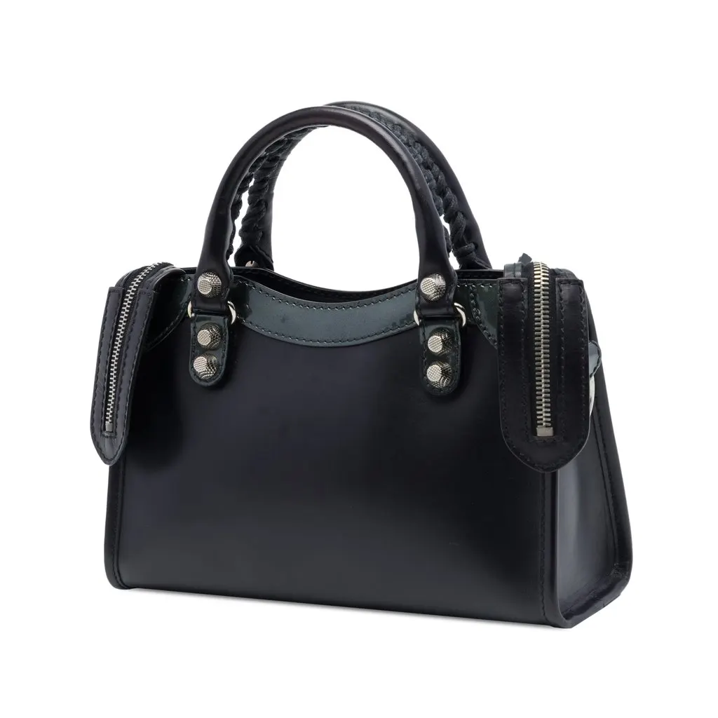 Balenciaga Mini Lambskin and Patent Motocross Giant 21 City Satchel Black Leather Very good - Back View