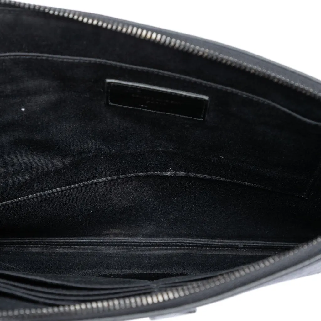 Saint Laurent Croc Embossed Leather Monogram Document Holder Black Leather Very good - Model View