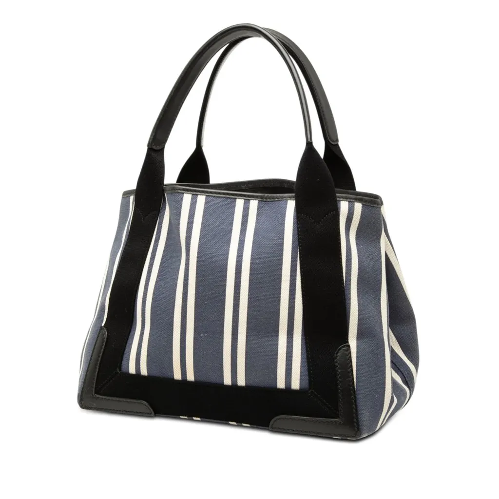 Balenciaga Canvas Striped Navy Cabas S Blue Very good - Back View