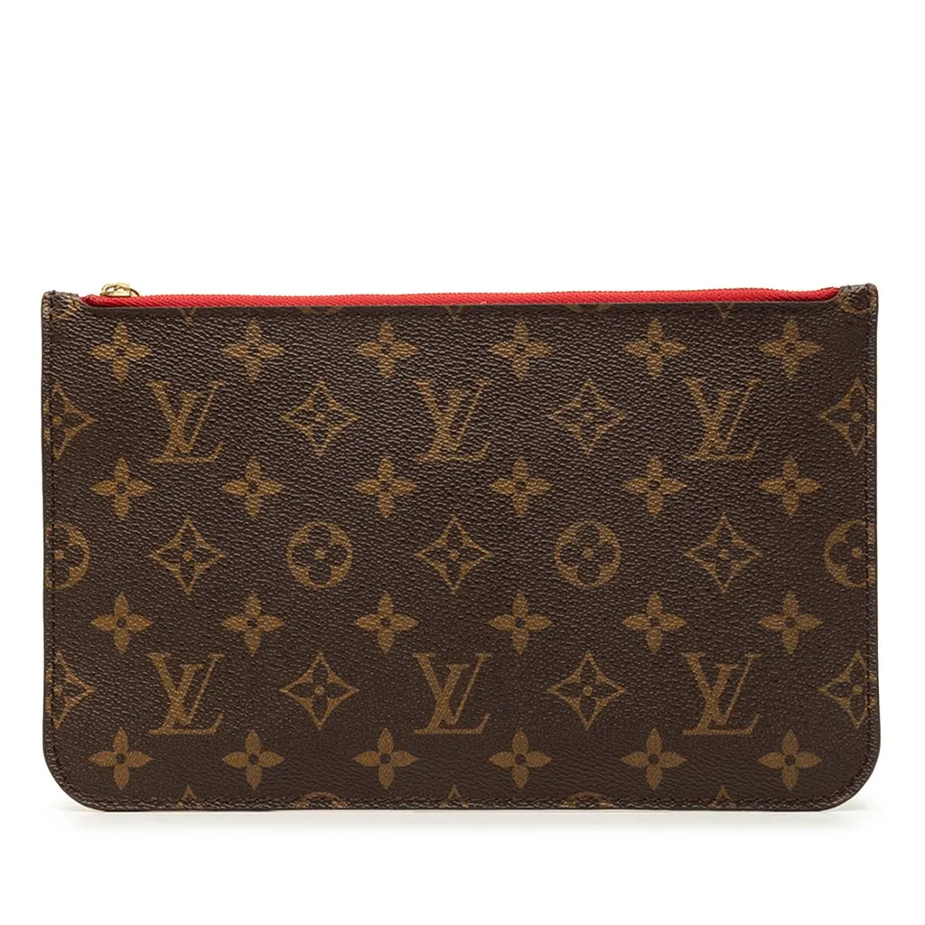 Louis Vuitton Monogram Neverfull MM Pouch Brown Very good - Front View