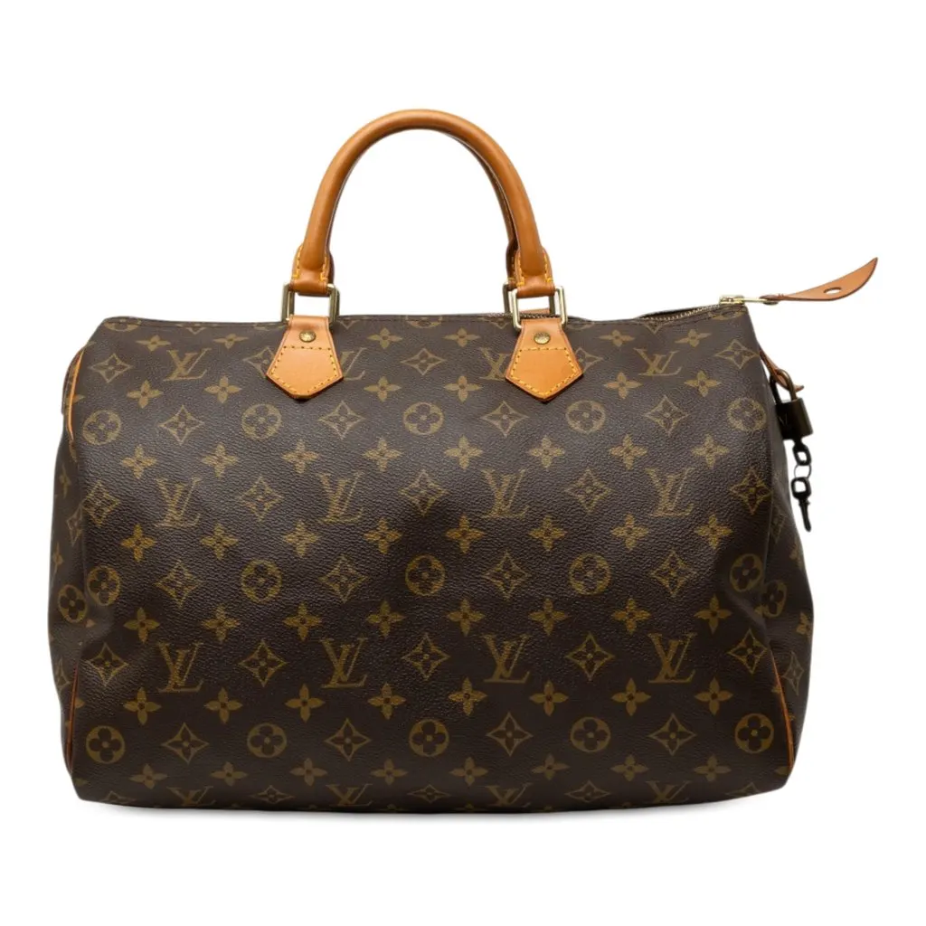 Louis Vuitton Monogram Speedy 35 Brown Canvas Good - Front View
