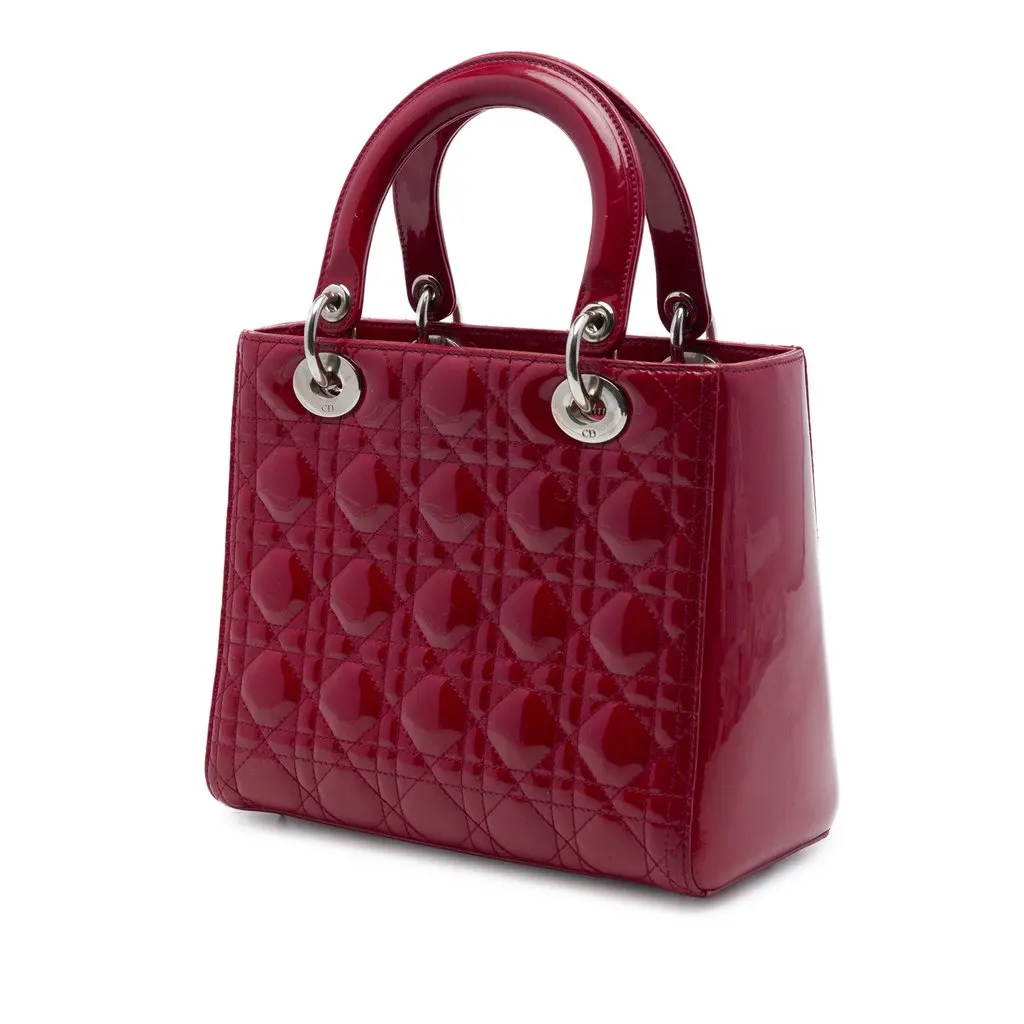 Dior Medium Patent Cannage Lady Dior Red Leather Very good - Back View
