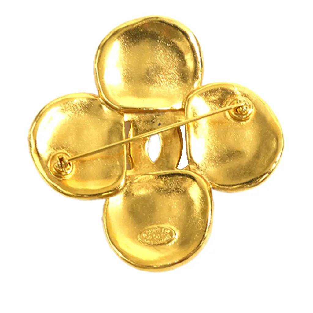Chanel CC Gold Plated Flower Brooch Gold Metal Very good - Back View