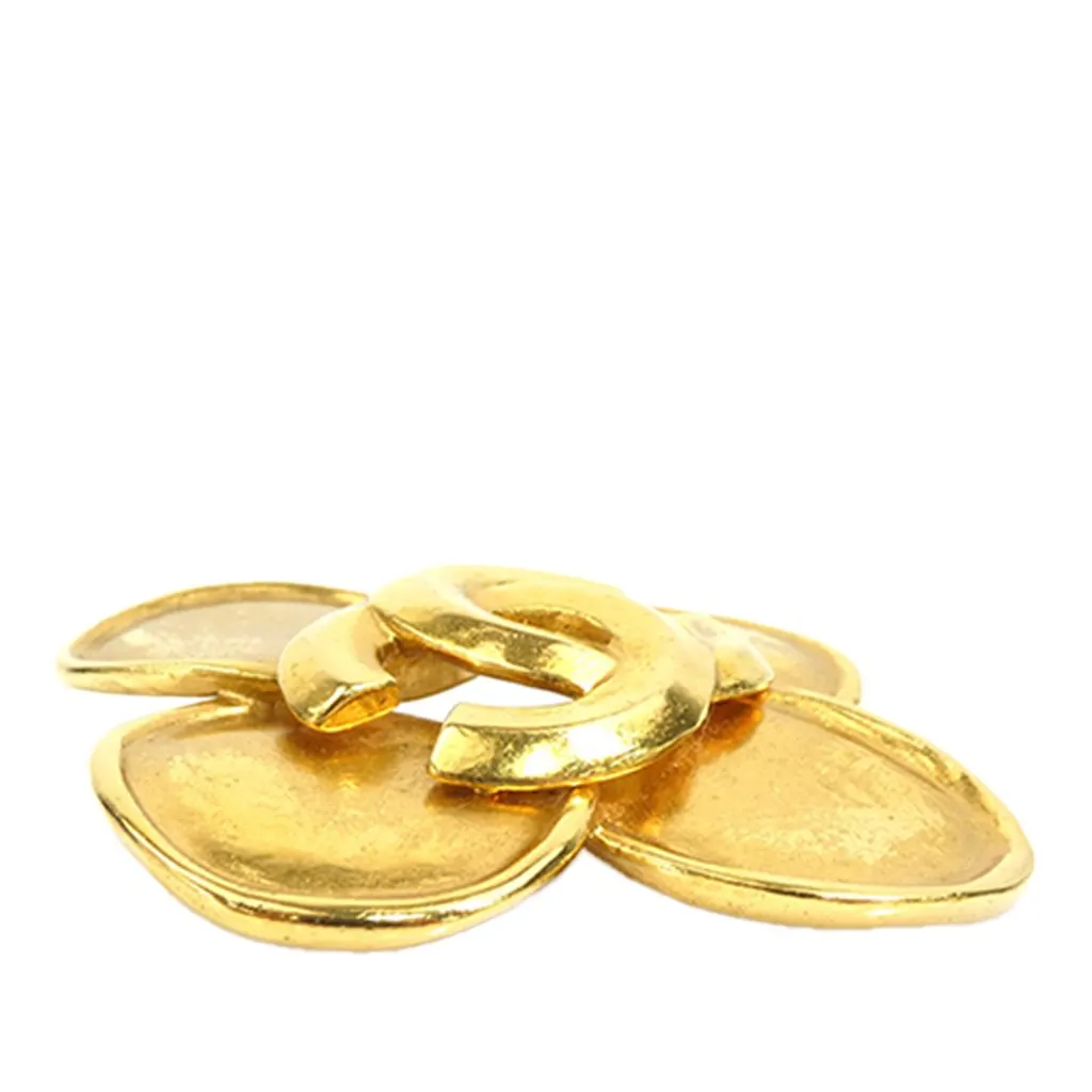 Chanel CC Gold Plated Flower Brooch Gold Metal Very good - Inside View