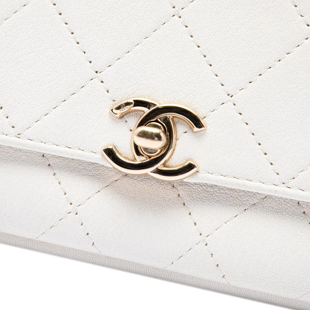 Chanel CC Quilted Goatskin Casual Trip Flap White Leather Very good - Box View