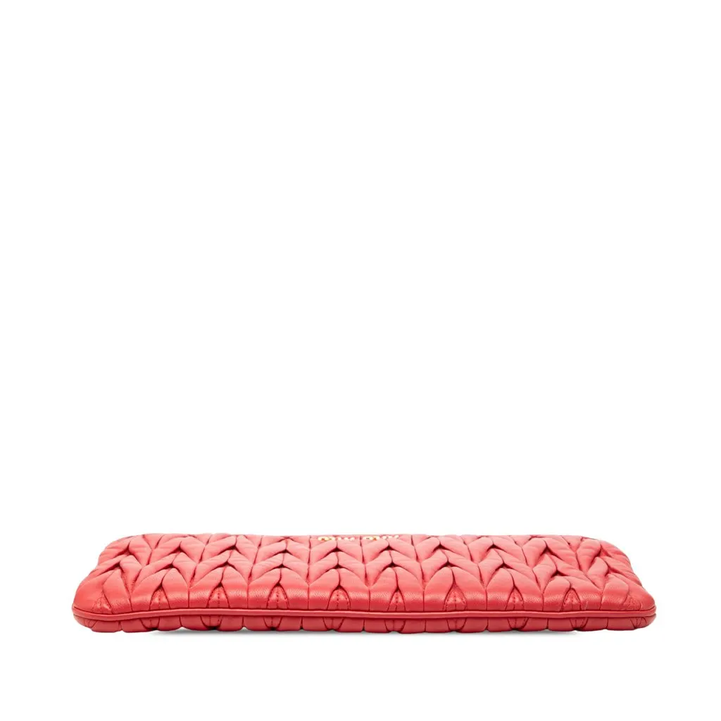 Miu Miu Matelasse Nappa Clutch Red Leather Very good - Inside View