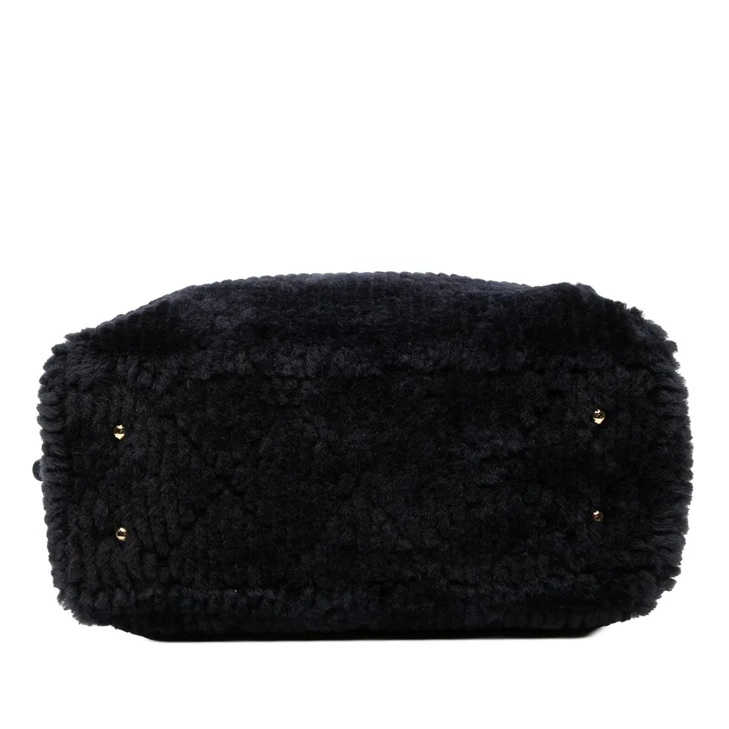 Chanel Coco Neigh Large Quilted Shearling Bowling Bag Blue Shearling Very good - Inside View