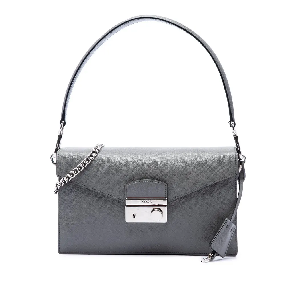 Prada Mini Saffiano Lux Sound Lock Satchel MultiColor Leather Very good - Front View