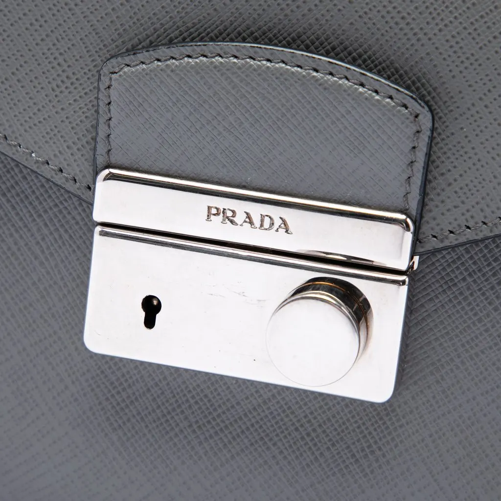 Prada Mini Saffiano Lux Sound Lock Satchel MultiColor Leather Very good - Box View