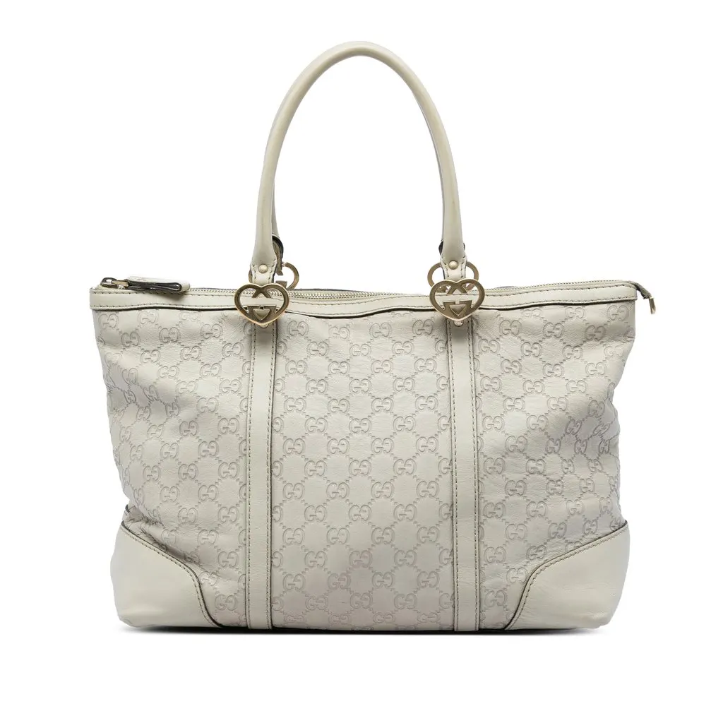 Gucci Guccissima Lovely Tote White Leather Good - Front View