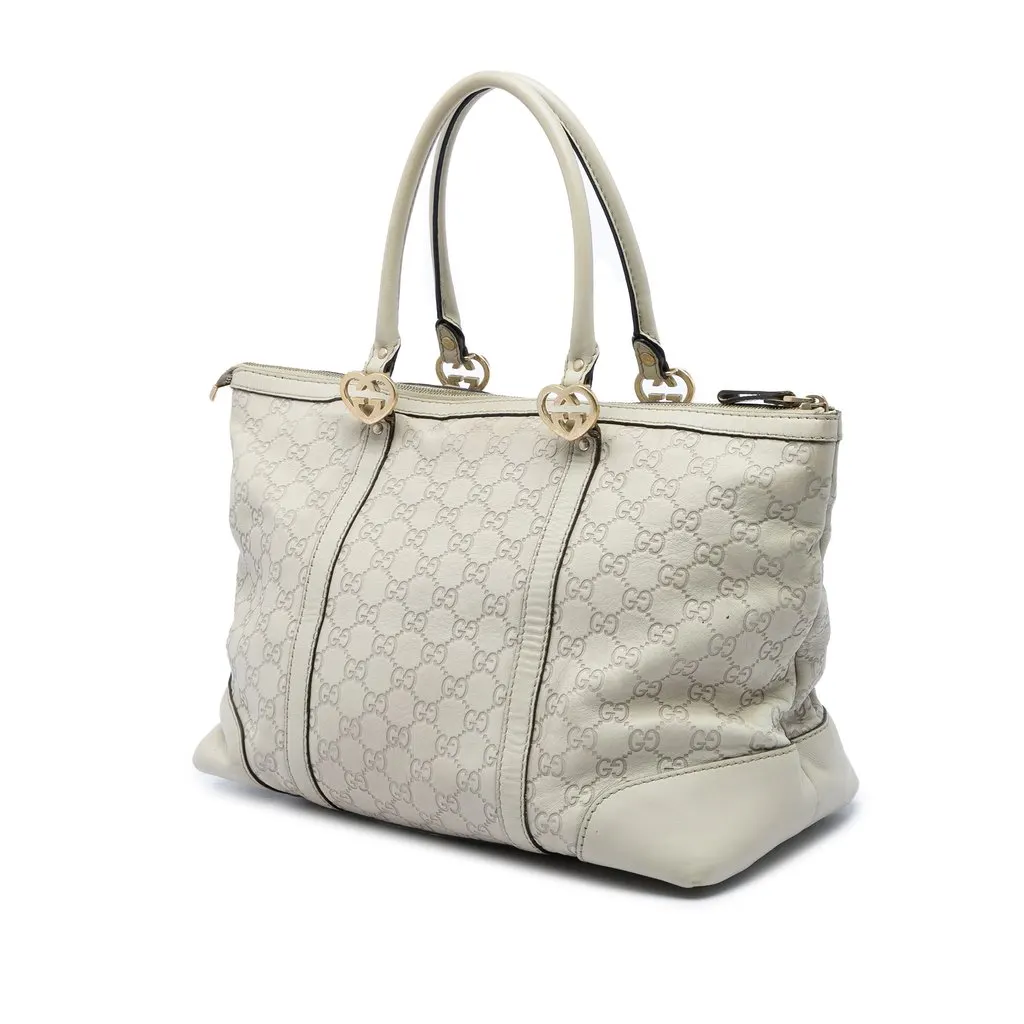 Gucci Guccissima Lovely Tote White Leather Good - Back View