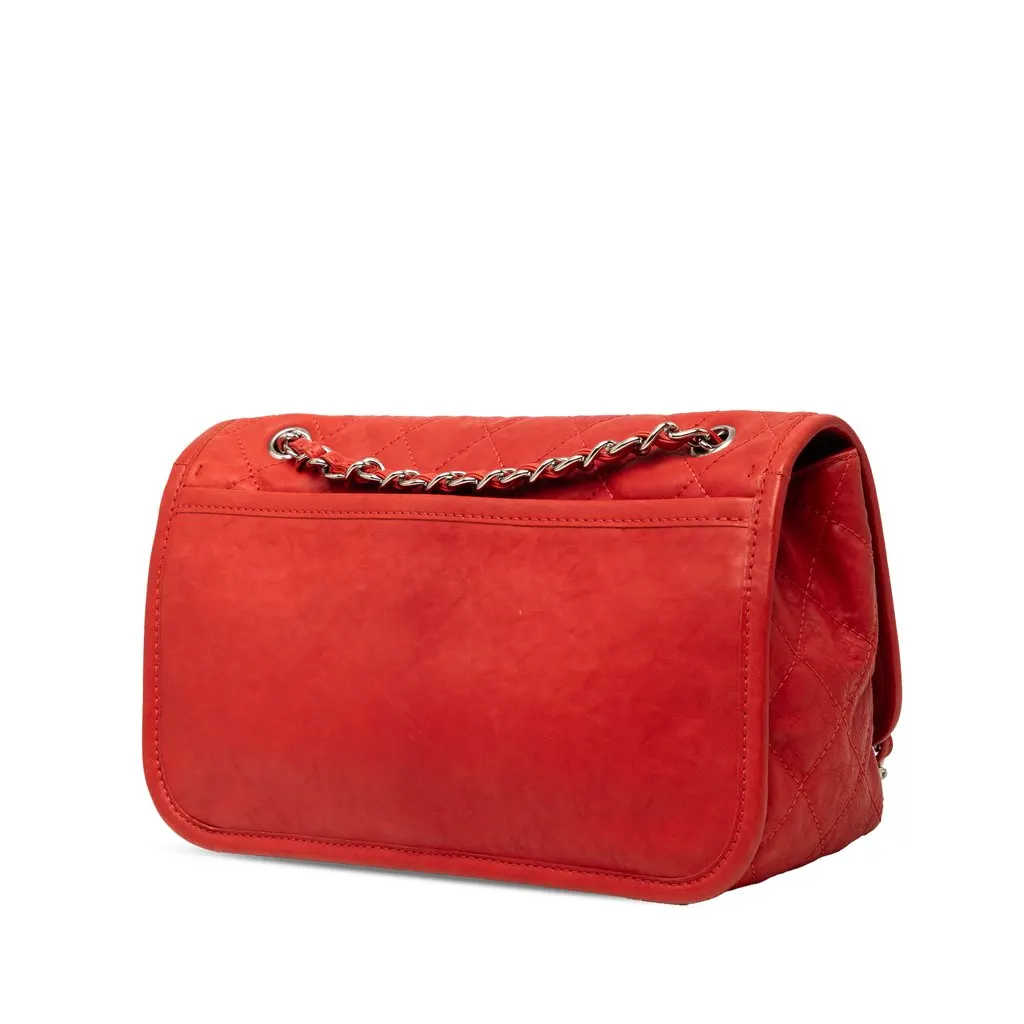 Chanel Medium Grained Calfskin Natural Beauty Flap Red Leather Very good - Back View