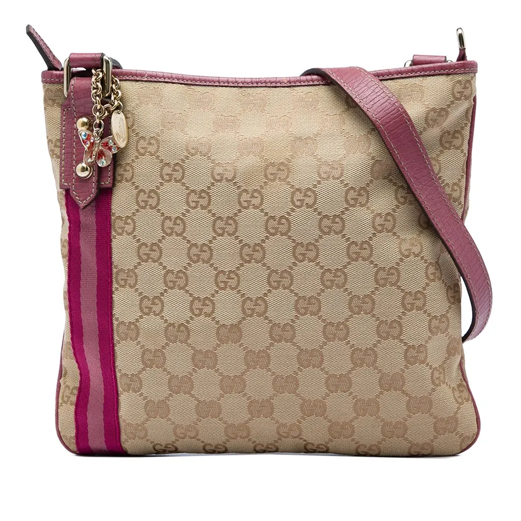 Gucci GG Canvas Jolicoeur Crossbody Beige Very good - Front View