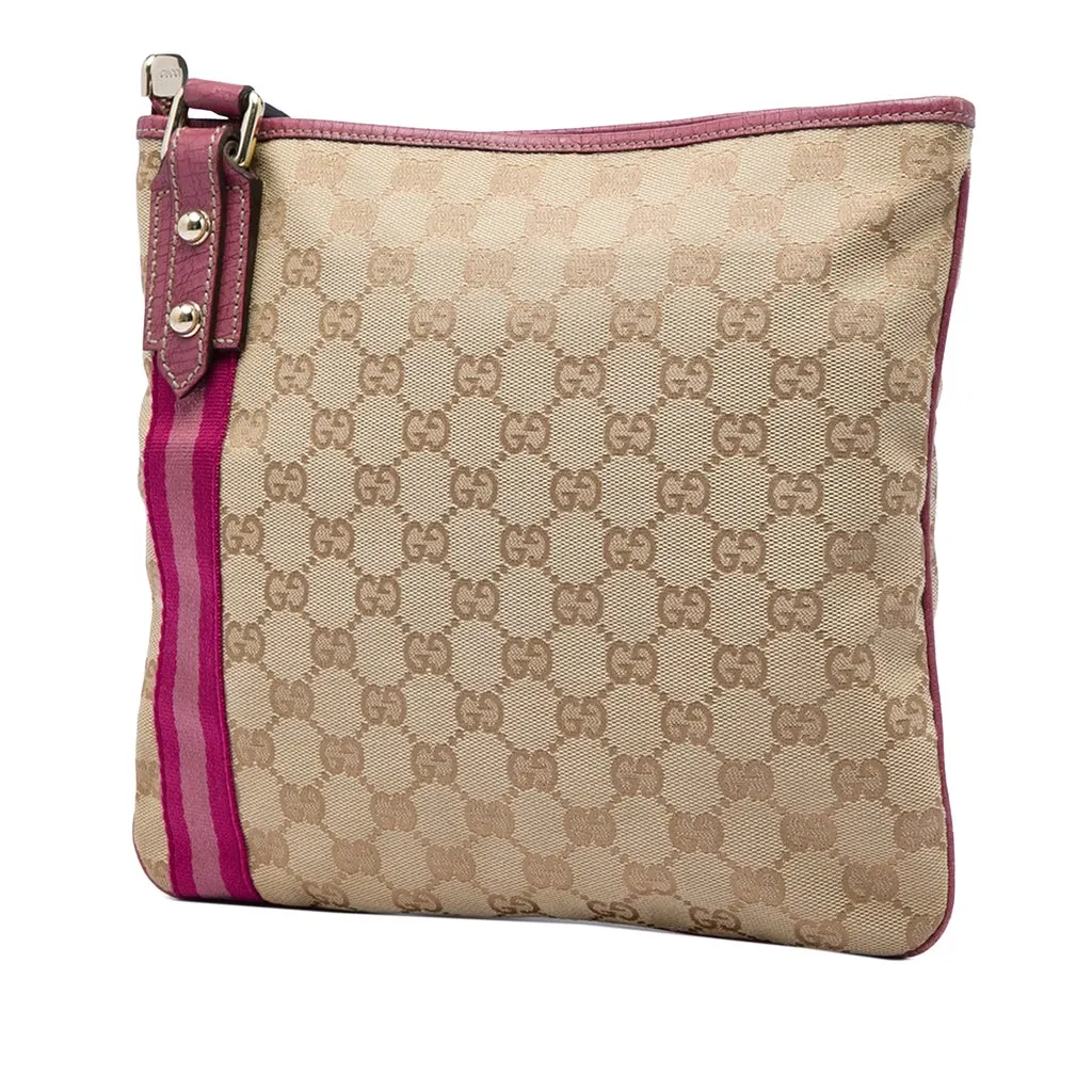 Gucci GG Canvas Jolicoeur Crossbody Beige Very good - Back View