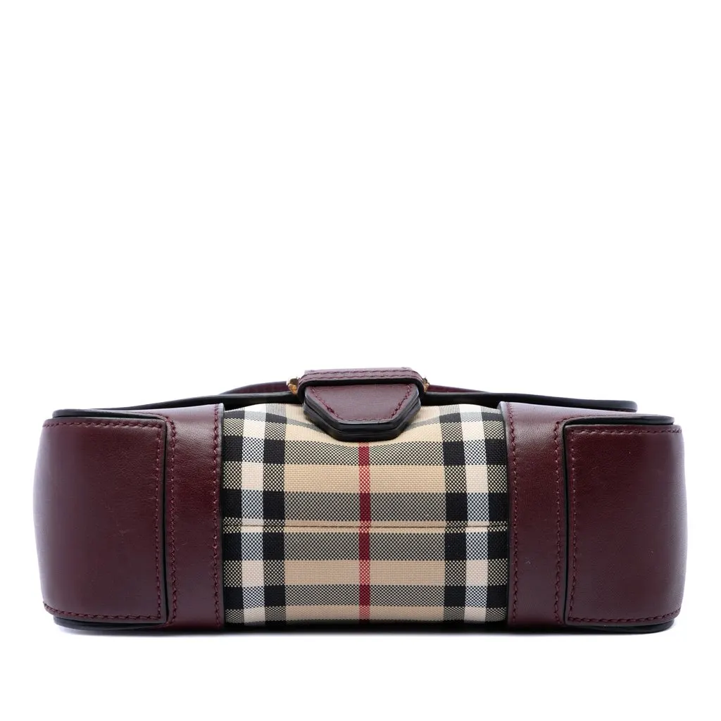 Burberry Small Haymarket Check Nylon and Leather Dickens Crossbody Red Leather Very good - Inside View