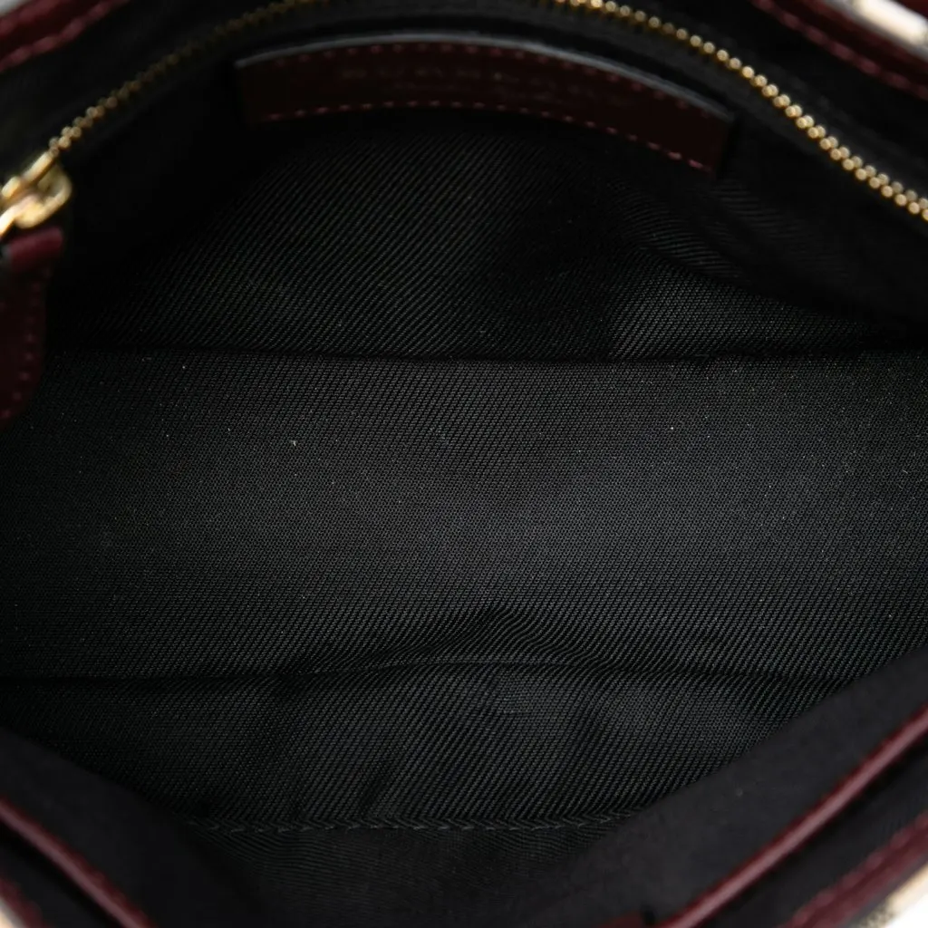Burberry Small Haymarket Check Nylon and Leather Dickens Crossbody Red Leather Very good - Model View