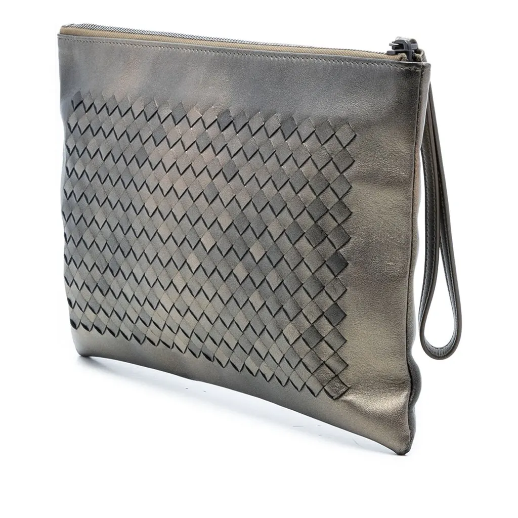 Bottega Veneta Nappa Intrecciato Wristlet Clutch Brown Leather Very good - Back View