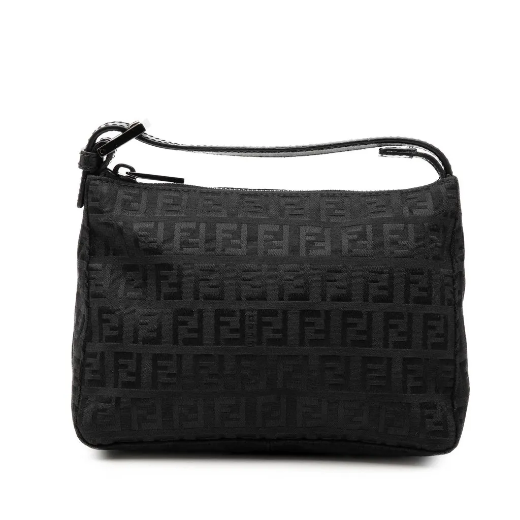 Fendi Zucchino Canvas Handbag Black Very good - Front View