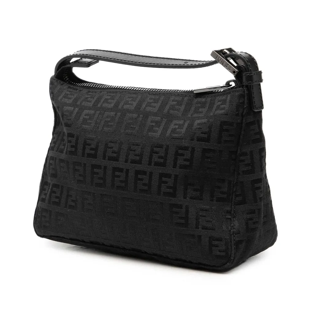 Fendi Zucchino Canvas Handbag Black Very good - Back View