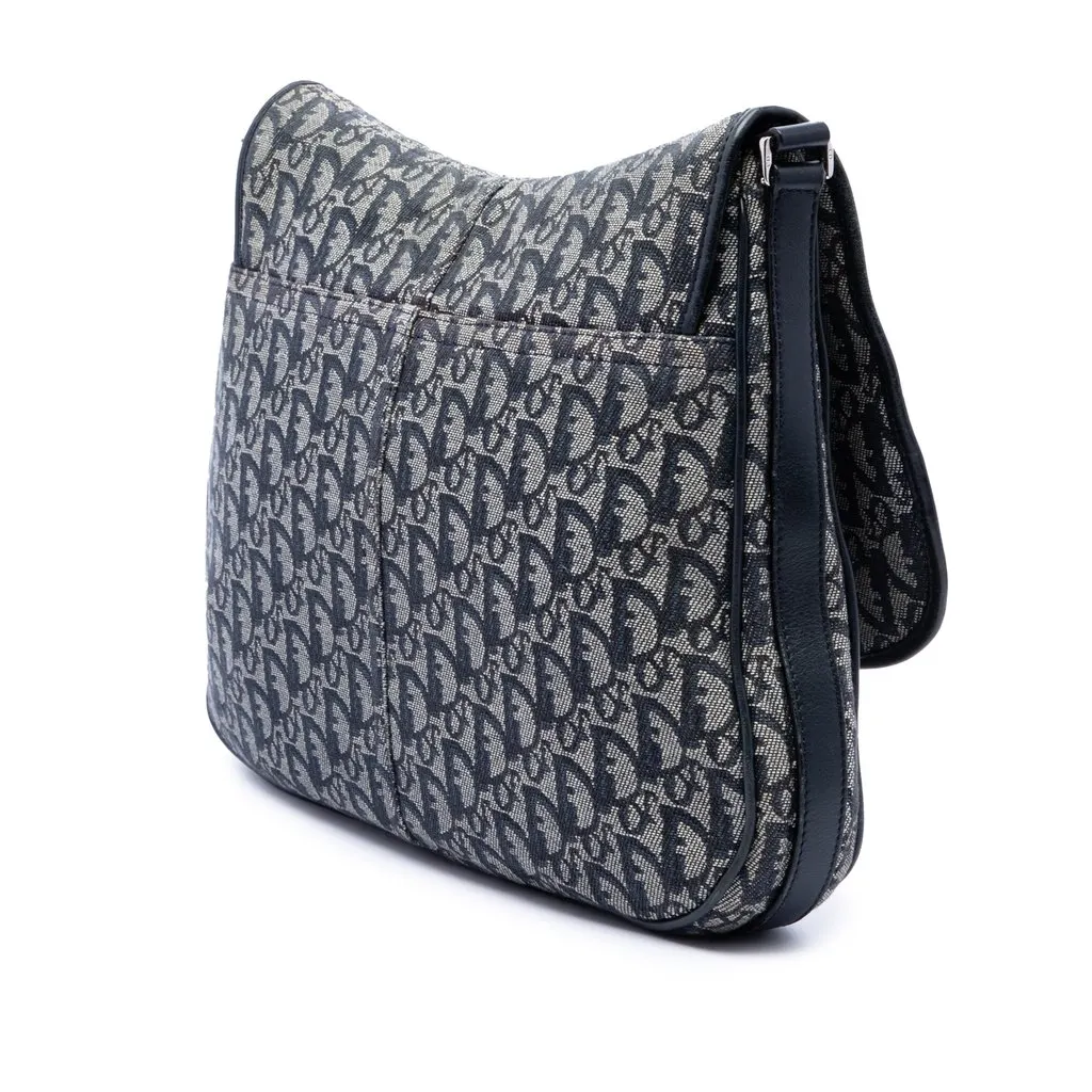 Dior Diorissimo Trotter Canvas Messenger Bag Blue Canvas Good - Back View