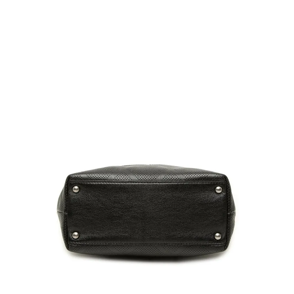 Chanel CC Perforated Lambskin Tote Black Leather Good - Inside View
