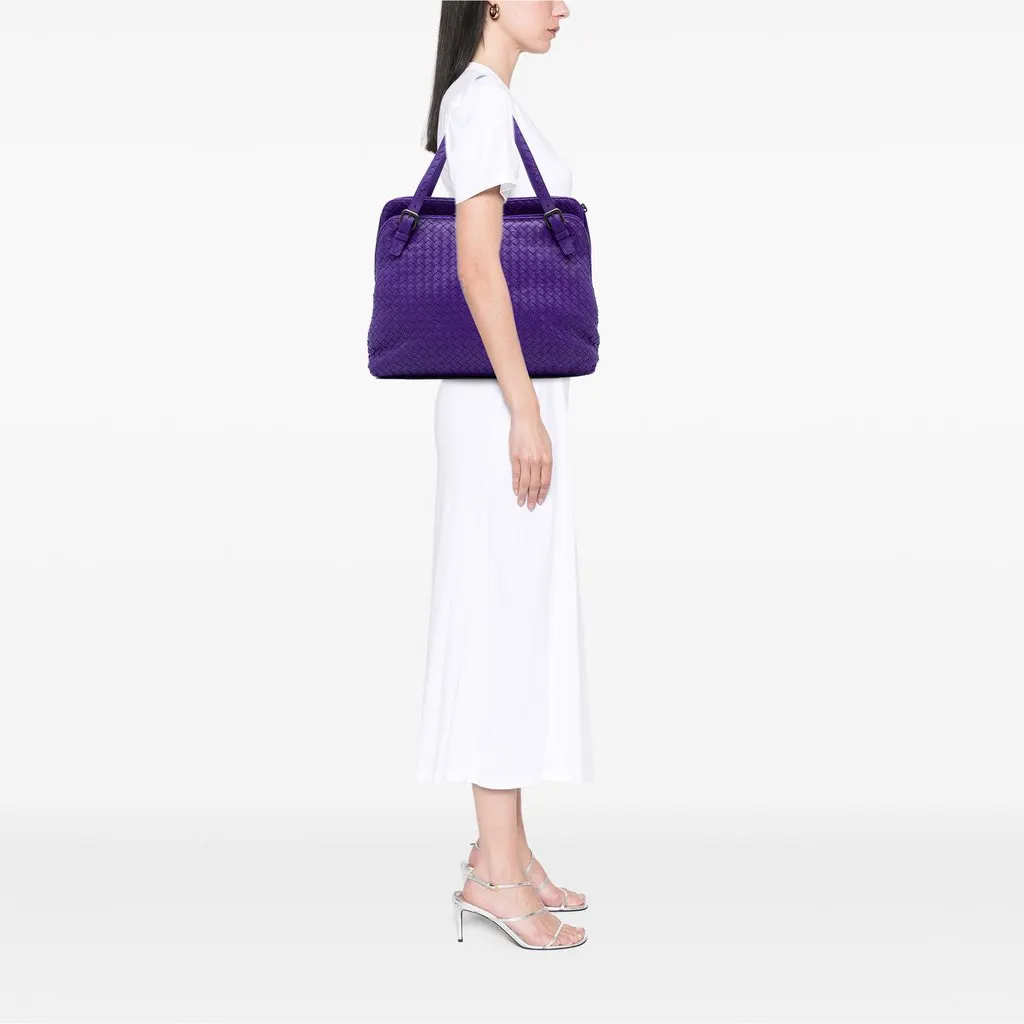 Bottega Veneta Nappa Intrecciato Double Zip Tote Purple Leather Very good - Box View