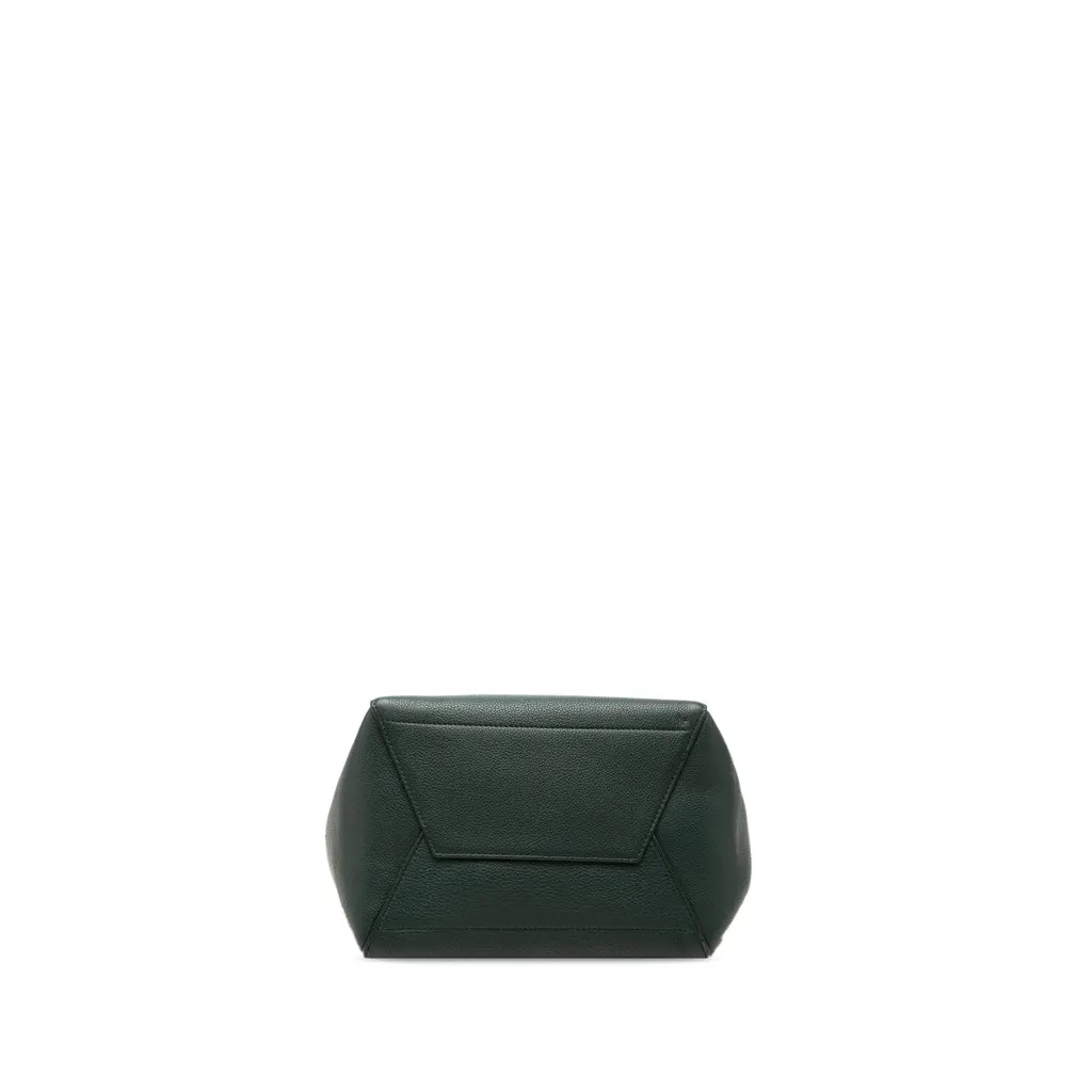Celine Medium Soft Grained Calfskin Seau Sangle Bucket Bag Green Leather Good - Inside View