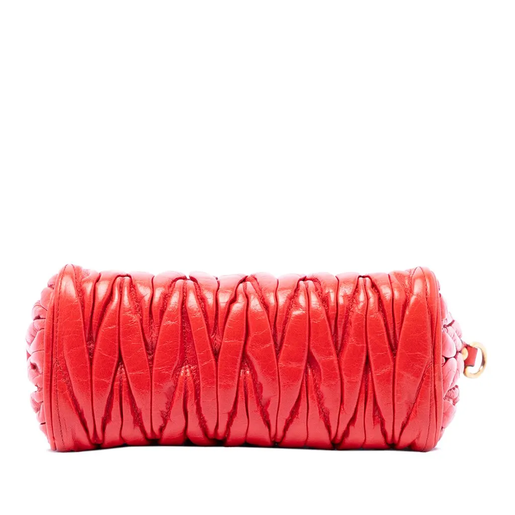 Miu Miu Matelasse Leather Shoulder Bag Red Leather Very good - Inside View
