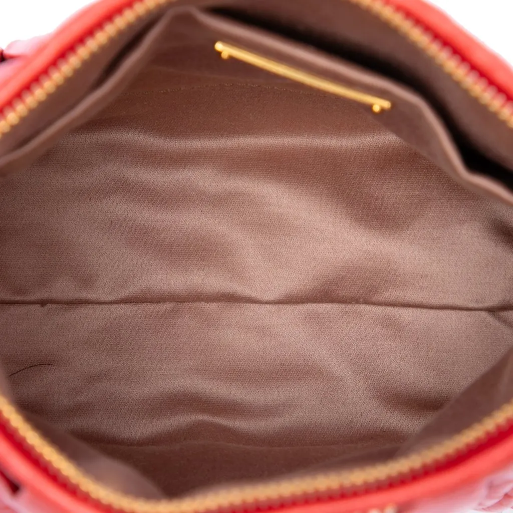 Miu Miu Matelasse Leather Shoulder Bag Red Leather Very good - Model View
