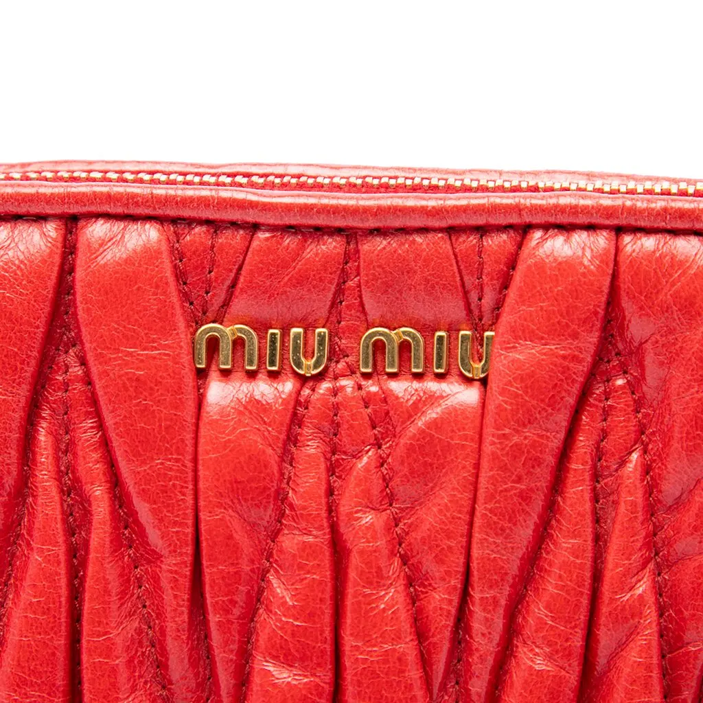 Miu Miu Matelasse Leather Shoulder Bag Red Leather Very good - Box View