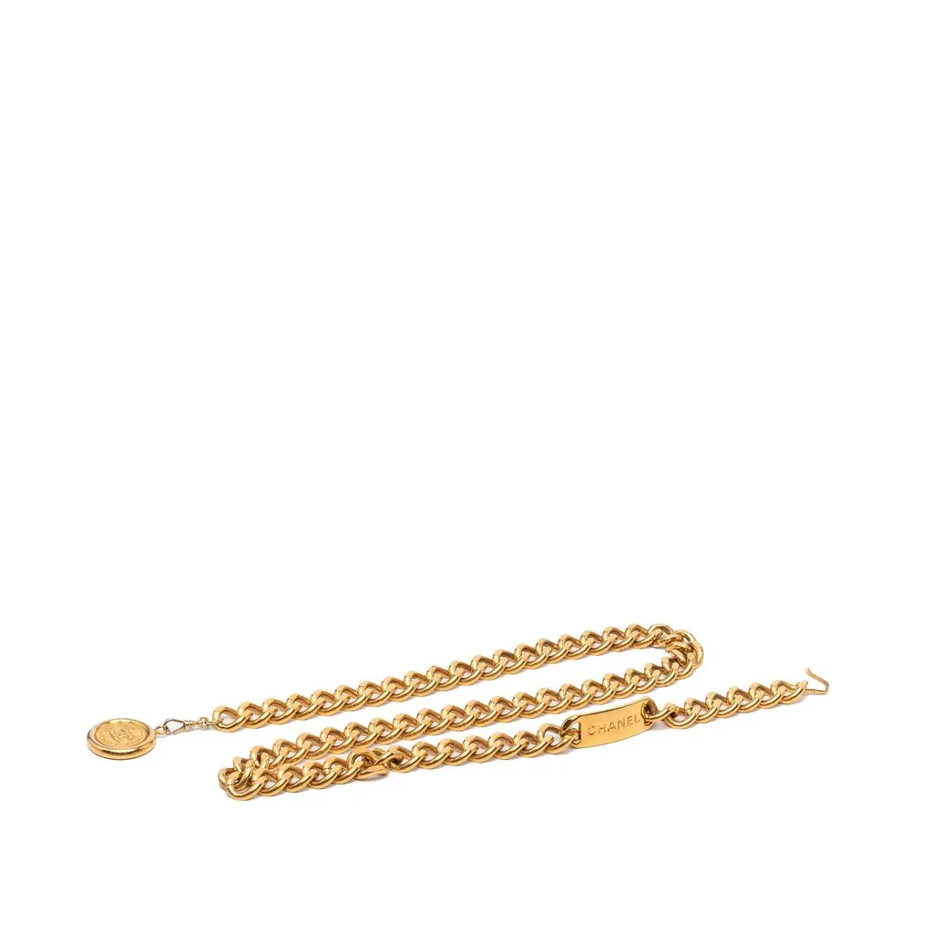 Chanel CC Gold Plated 31 Rue Cambon Medallion Chain Belt Gold Metal Very good - Front View