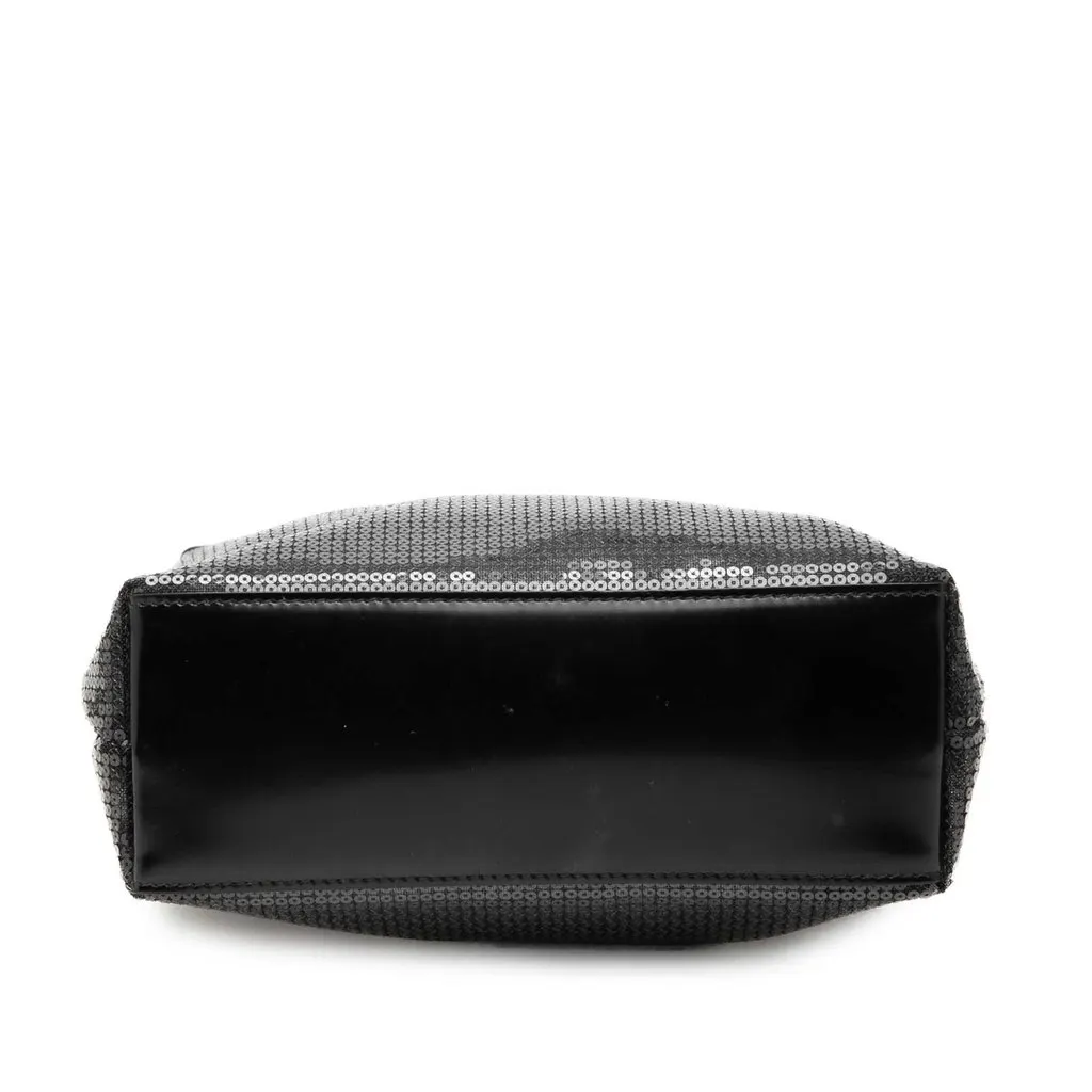 Prada Small Sequined Mesh Logo Open Tote Black Very good - Inside View