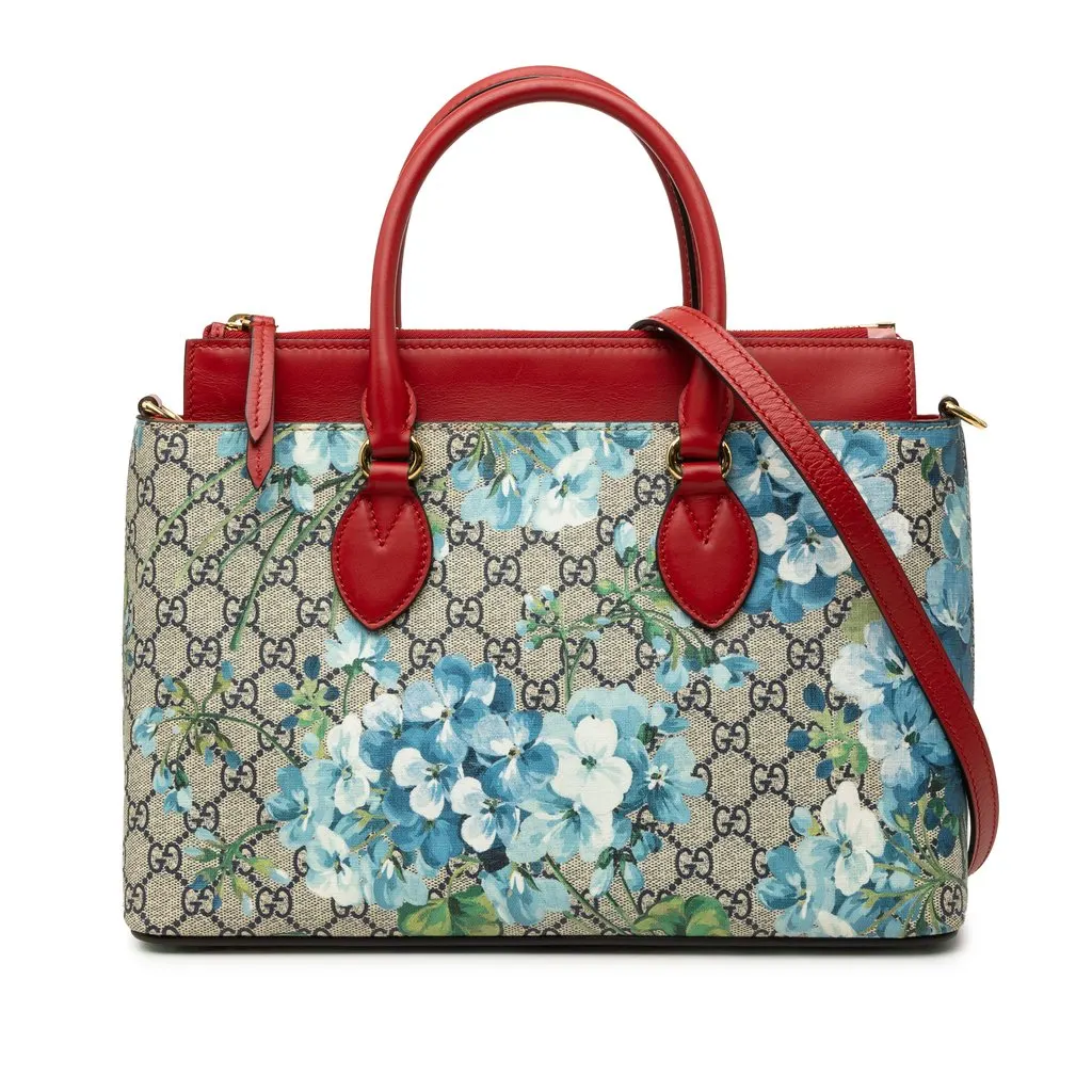 Gucci GG Supreme Blooms Linea A Satchel Beige Canvas Very good - Front View