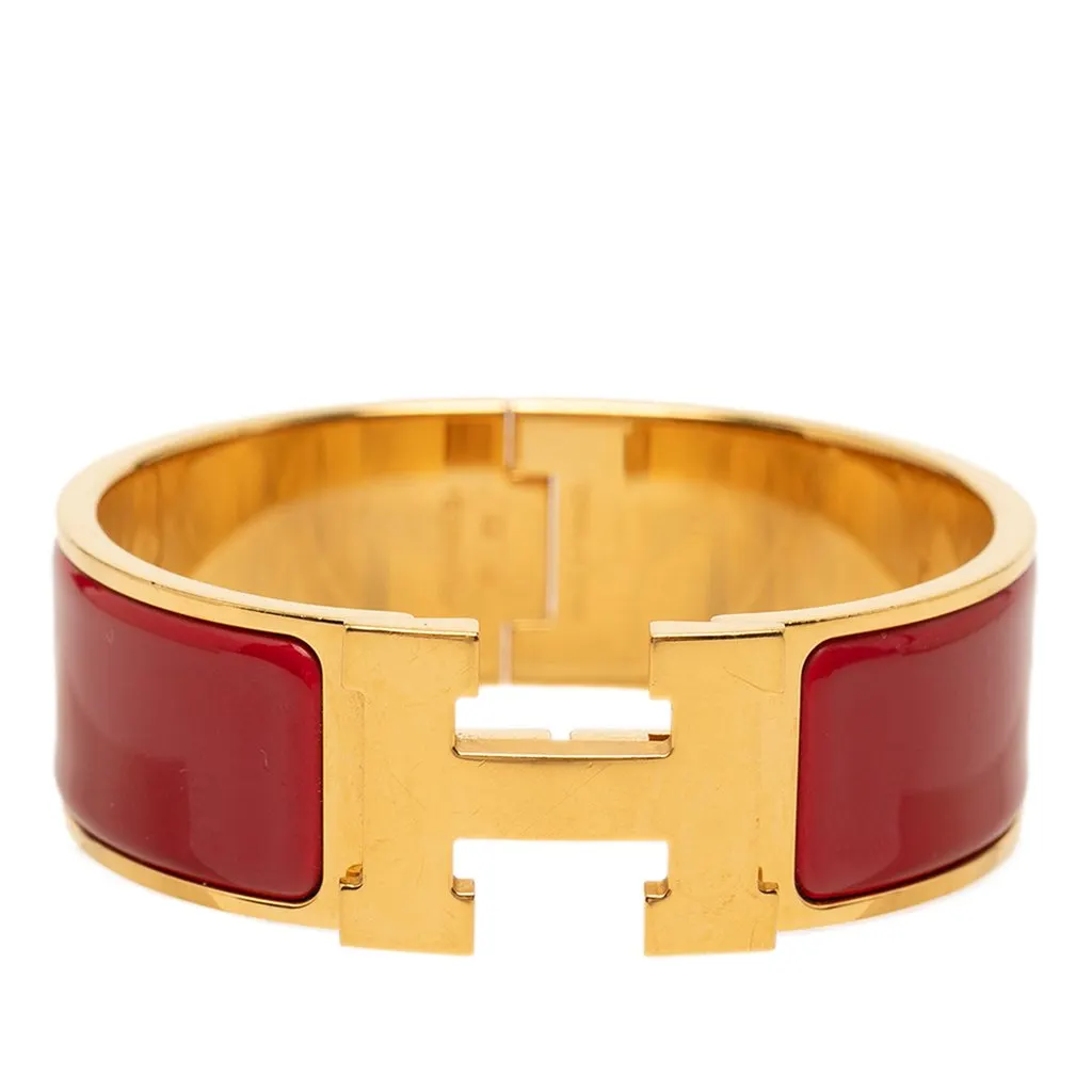 Hermès Wide Enamel Clic Clac H Bracelet GM Red Very good - Front View