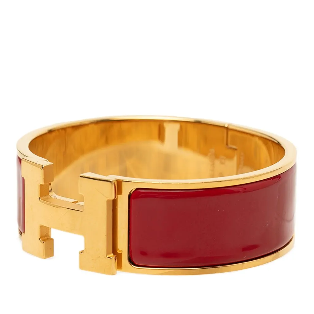 Hermès Wide Enamel Clic Clac H Bracelet GM Red Very good - Back View