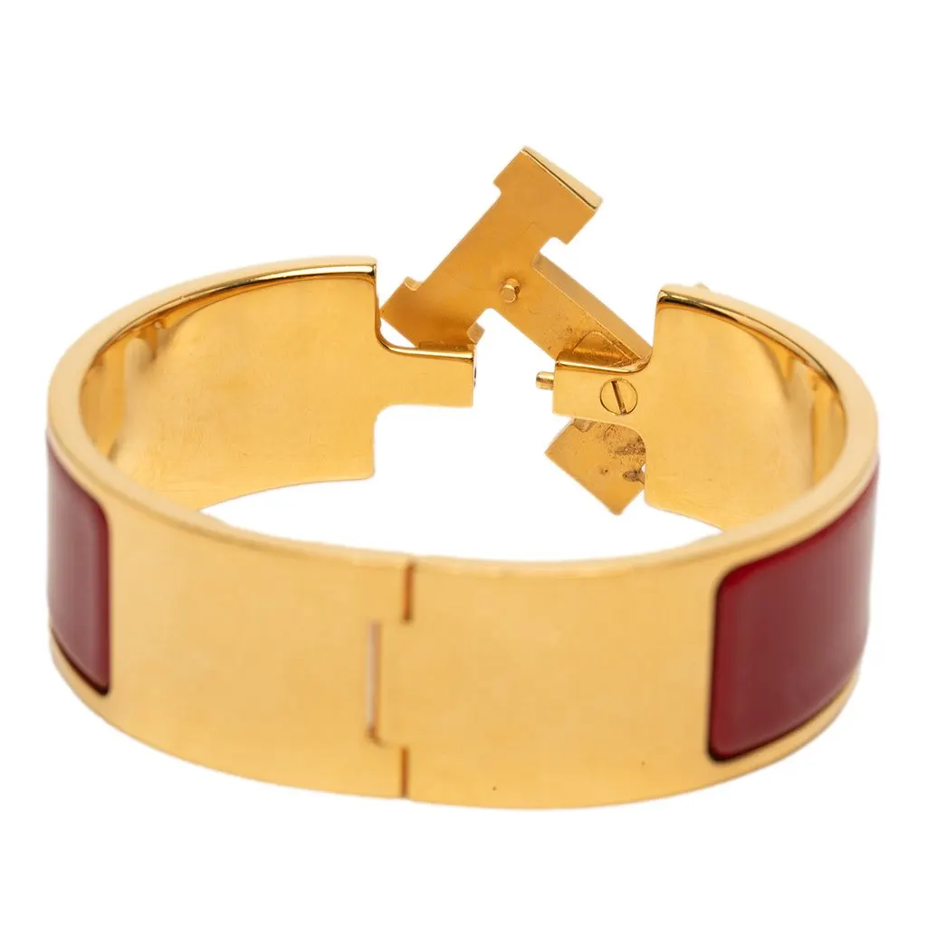 Hermès Wide Enamel Clic Clac H Bracelet GM Red Very good - Model View
