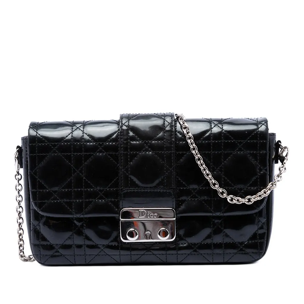 Dior Patent Cannage Miss Dior Promenade Crossbody Black Leather Very good - Front View