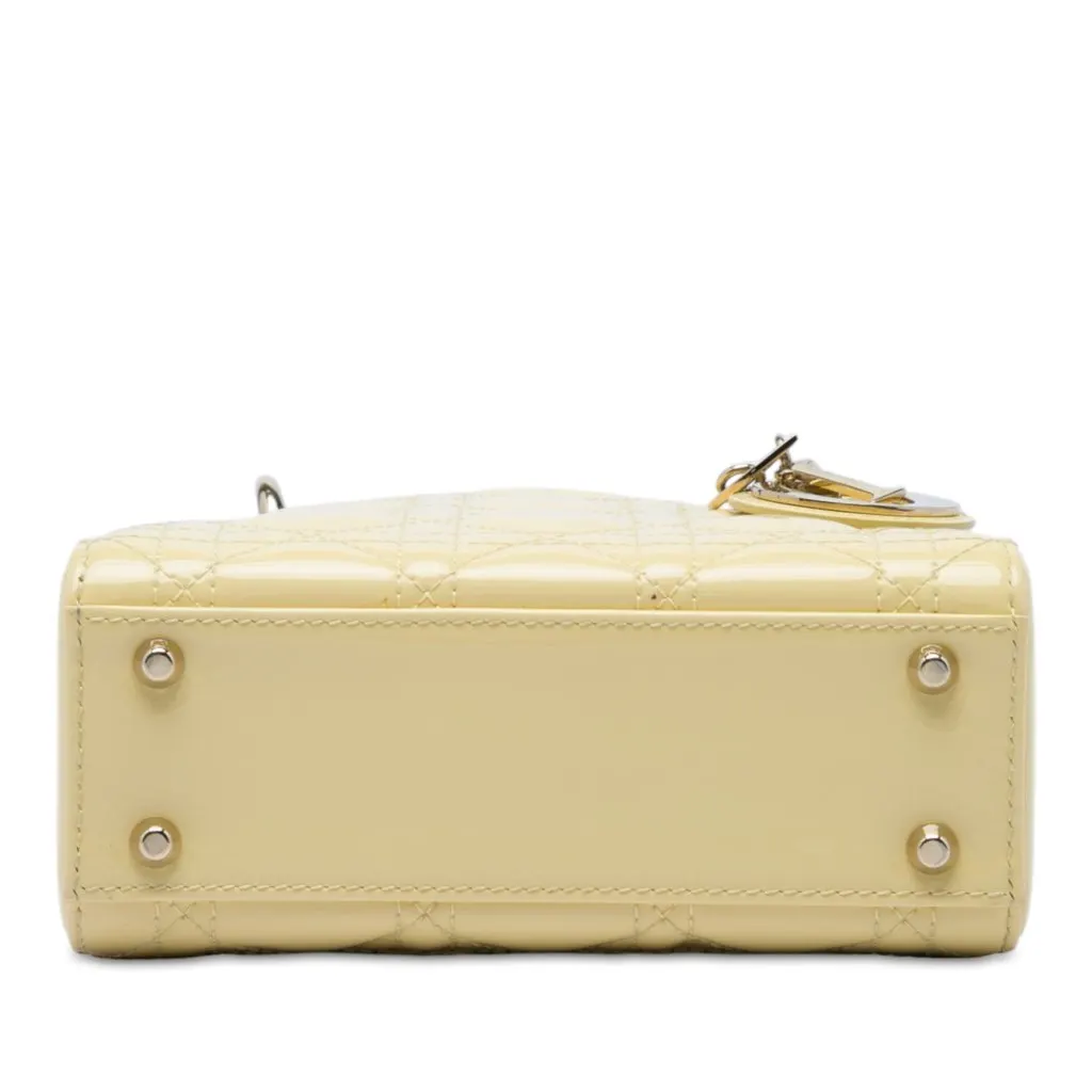 Dior Mini Patent Cannage Lady Dior Yellow Leather Very good - Inside View