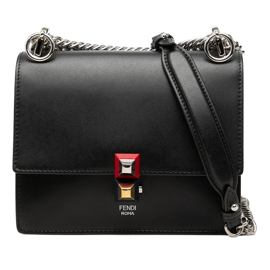Fendi Small Leather Kan I Crossbody Black Leather Good - Front View